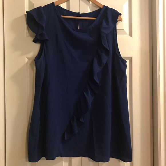 Michel Studio Dark blue one sleeve blouse - Picture 1 of 12